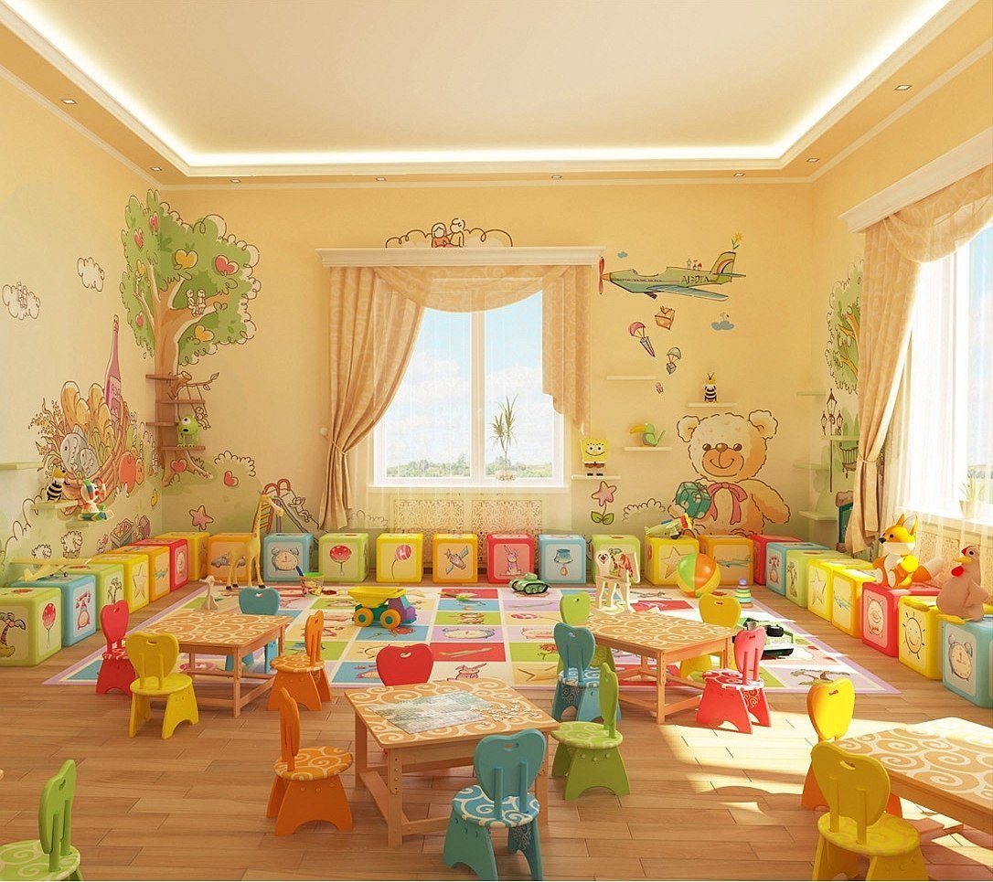 Расцветка игровой комнаты в детском саду
